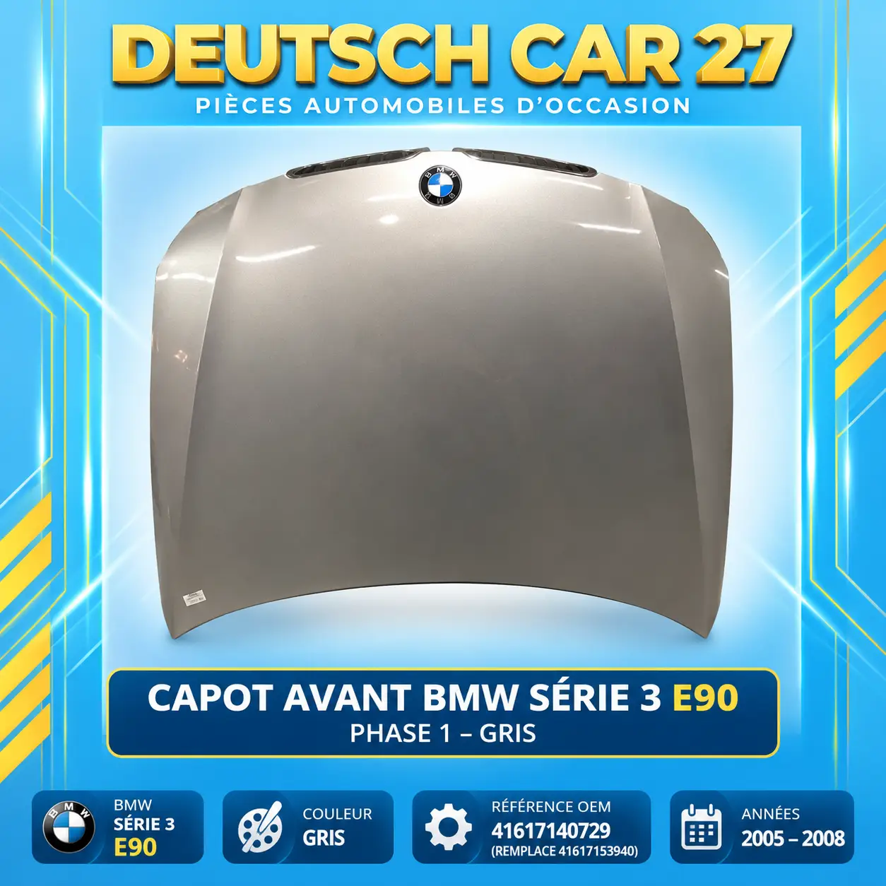 capot de bmw e90 gris ph1