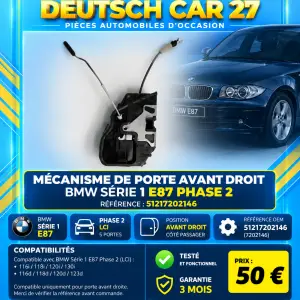 mecanisme de porte avant droit de bmw e87 phase 2 ref 51217202146