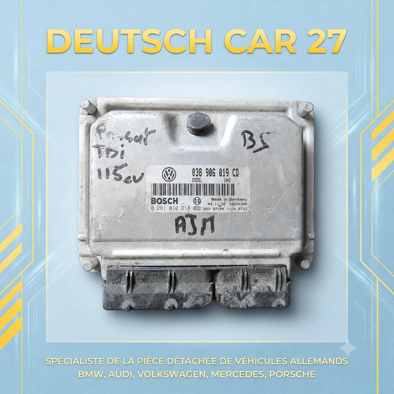 calculateur moteur de PASSAT tdi 115 cv type moteur AJM référence 038906019CD/bosch 0281010218