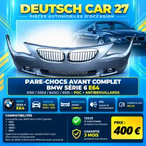 Pare-chocs avant complet BMW Série 6 E64 630i 635d 645Ci 650i – PDC antibrouillards